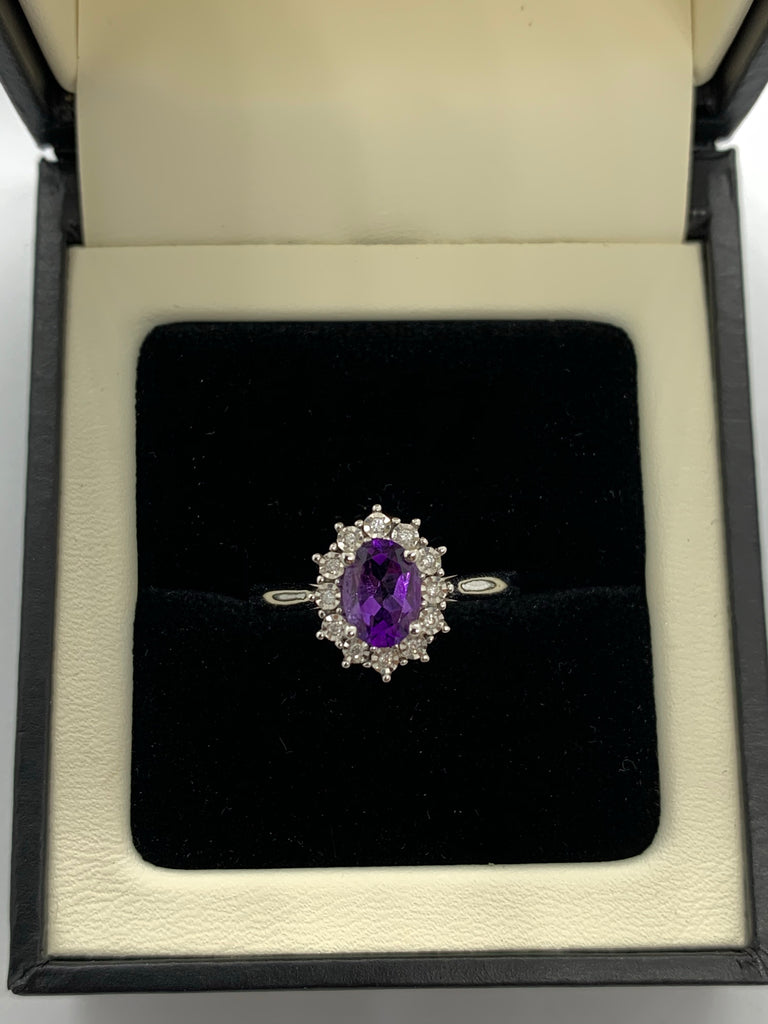 Amethyst and Diamond cluster ring