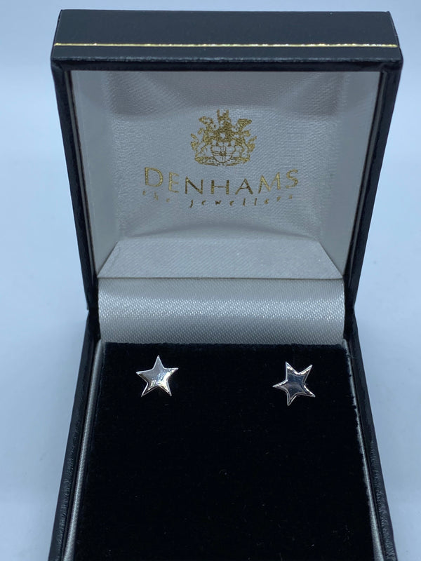 9ct white gold star stud earrings