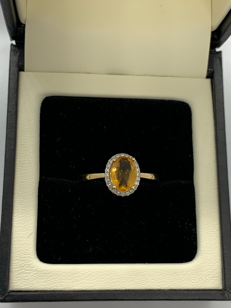 Citrine and Diamond Cluster Ring
