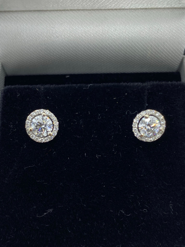 Single stone diamond earrings 18ct white gold