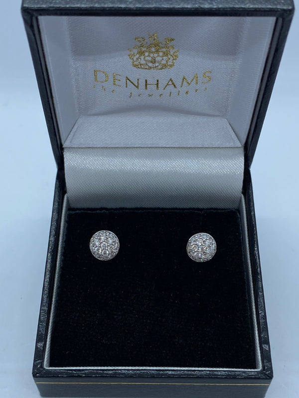 18ct white gold pave set diamond stud earrings