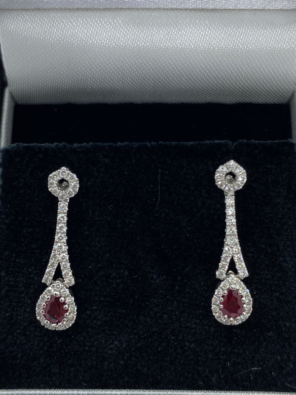 18ct white gold ruby and diamond earrings