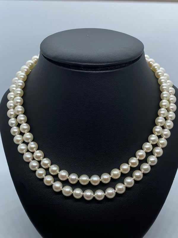 Two row cultured pearl necklace