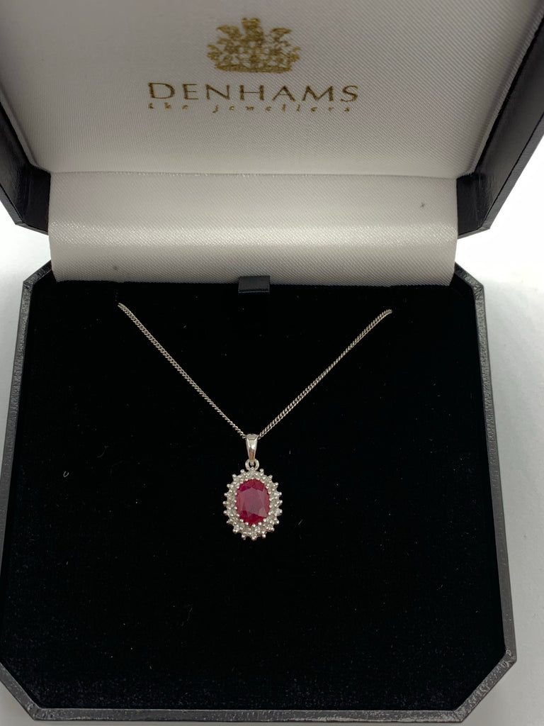 Ruby and Diamond cluster pendant