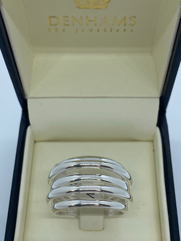 Silver multi band ring