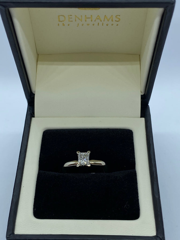 Single stone princess cut diamond ring 14ct white gold