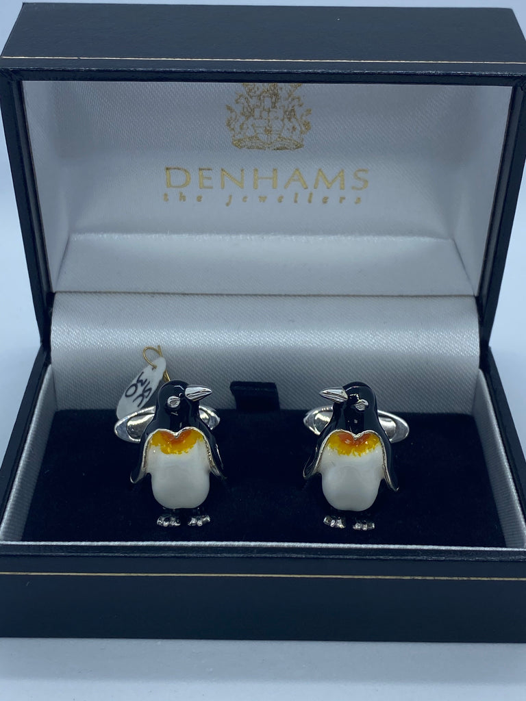 Silver penguin cufflinks