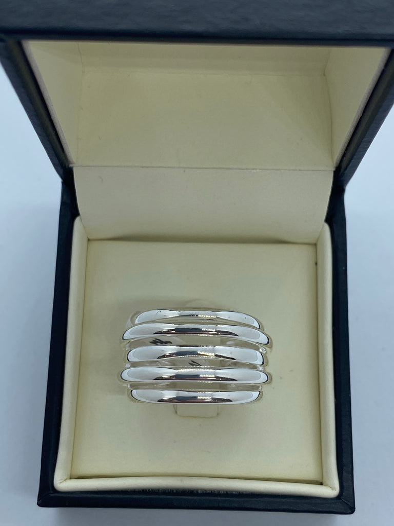 Silver multi band ring