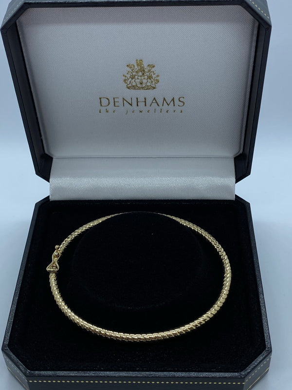9ct yellow gold solid twist bangle