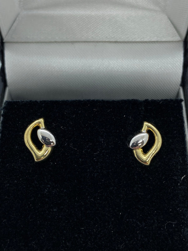 9ct yellow and white gold stud earrings